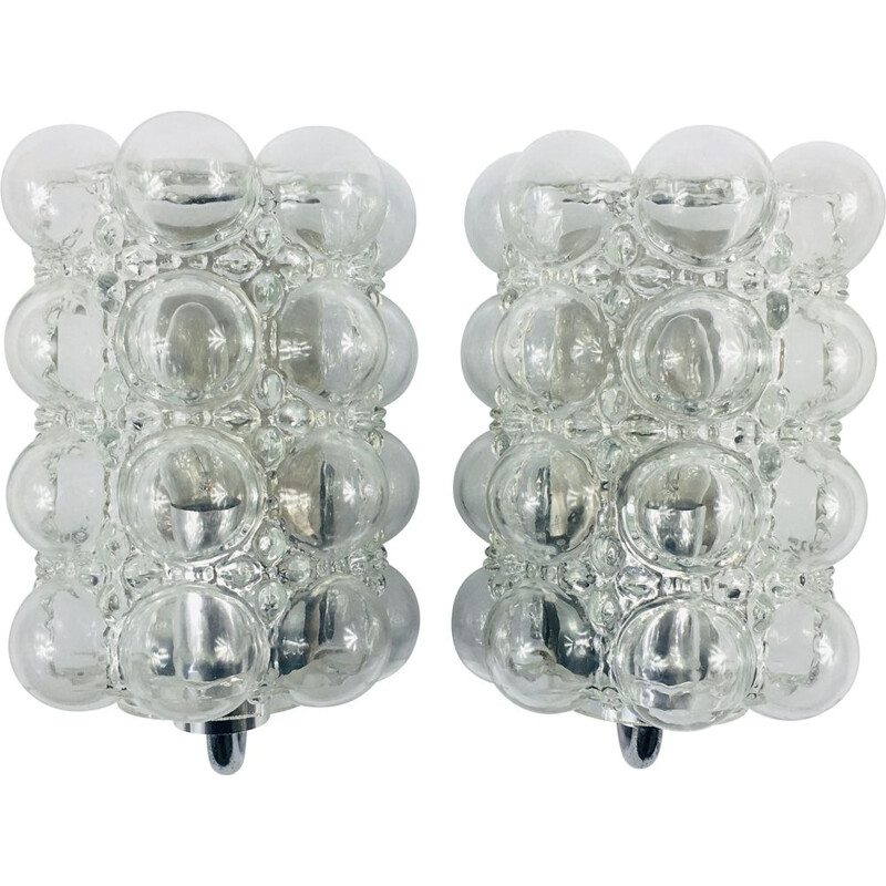Pair of vintage bubble glass sconces by Helena Tynell for Limburg, Germany 1960