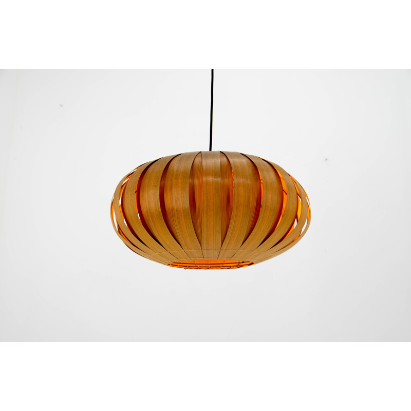 Suspension vintage en placage de bois par Uluv, 1960