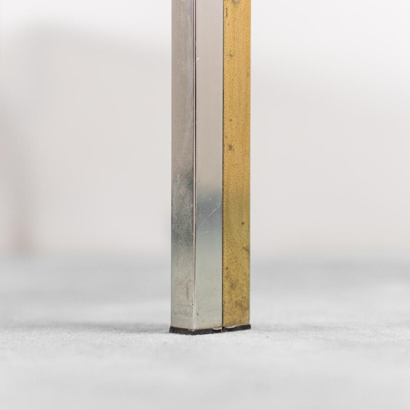 Mesa vintage de metal cromado y cristal ahumado, 1970