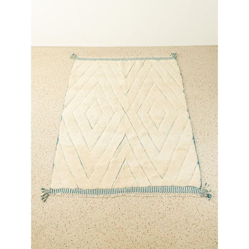 Diamante azul" alfombra bereber vintage de lana, Marruecos