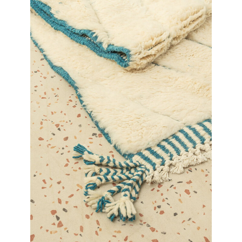 Blue Diamond" vintage berber carpet in wool, Morocco