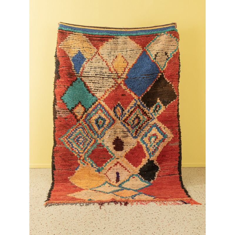 Vintage Berber Azilal wool carpet, Morocco 1980