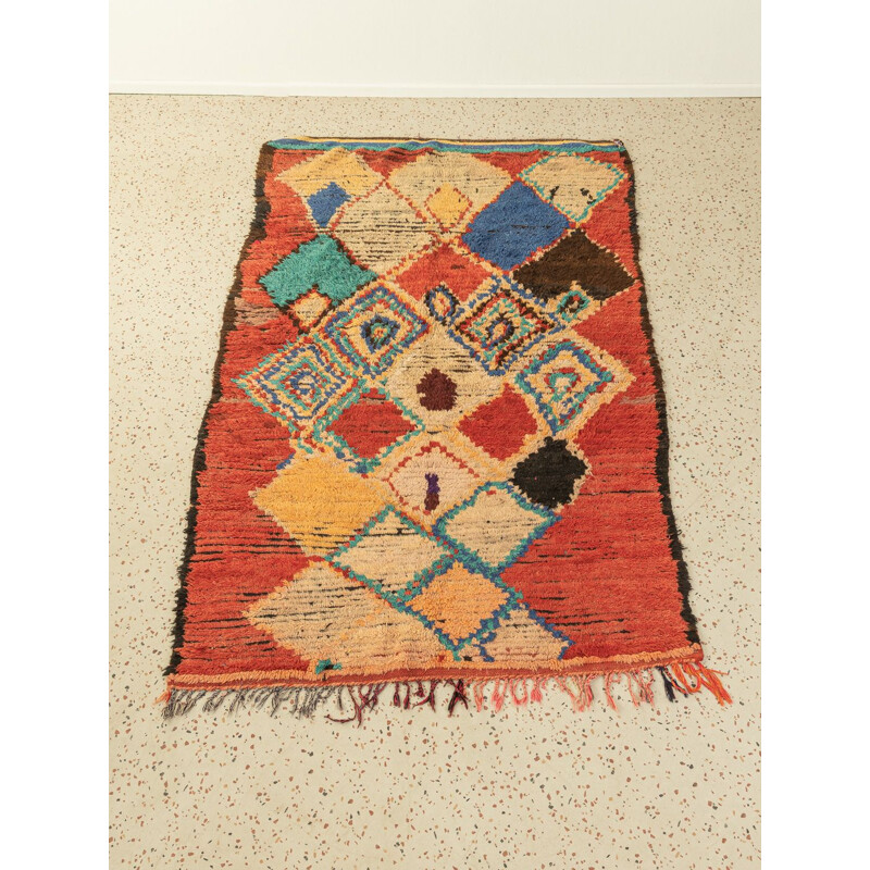 Vintage Berber Azilal wool carpet, Morocco 1980