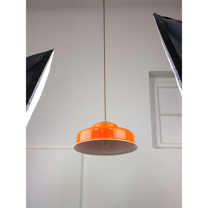 Vintage space age hanging lamp in orange copper