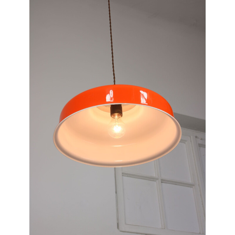 Vintage space age hanging lamp in orange copper