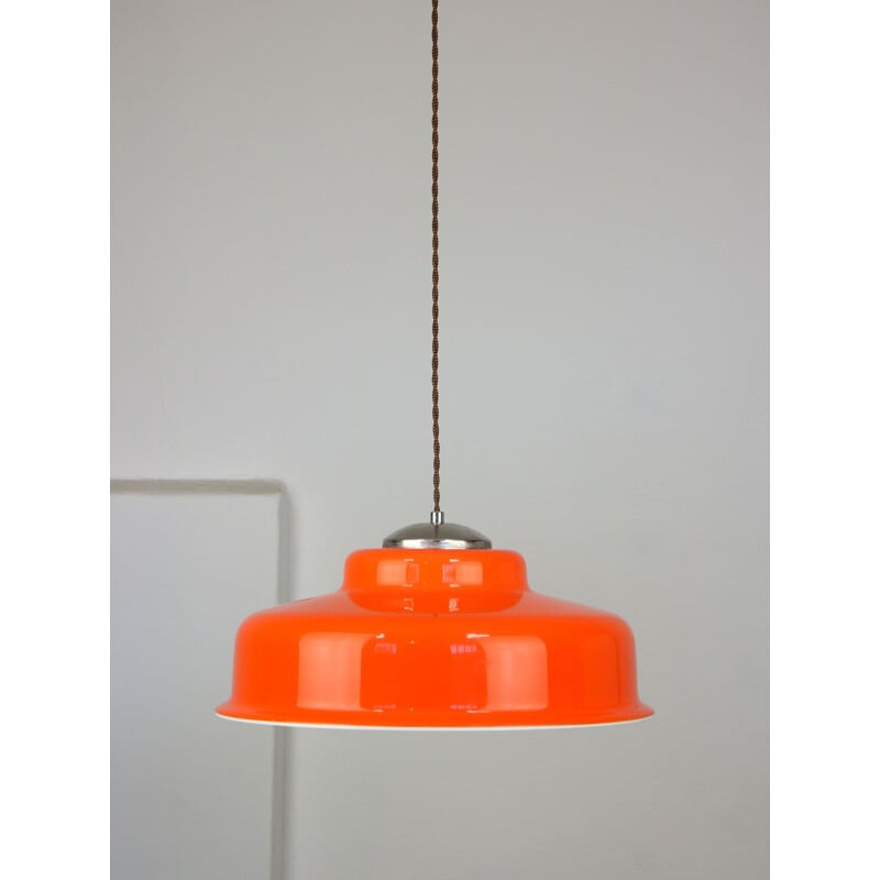 Vintage space age hanglamp in oranje koper