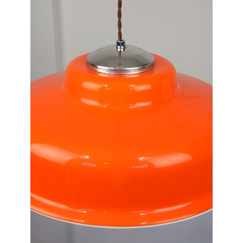 Vintage space age hanging lamp in orange copper