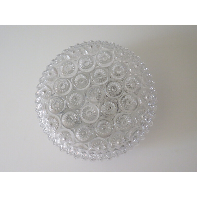 Mid century wall lamp in glass with floral pattern, Belgium 1960-1970