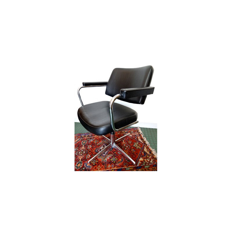 Black mid century desk armchair - 1950s