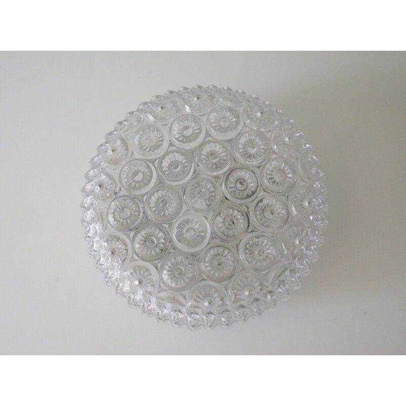 Mid century wall lamp in glass with floral pattern, Belgium 1960-1970