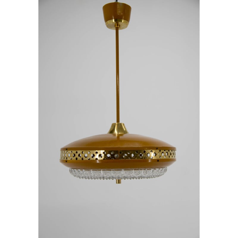 Vintage metal suspension lamp by Ludib Bratislava, Czechoslovakia 1960