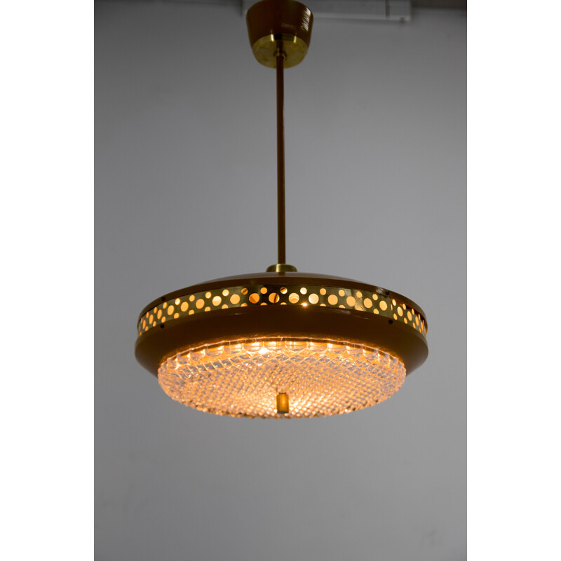 Vintage metal suspension lamp by Ludib Bratislava, Czechoslovakia 1960