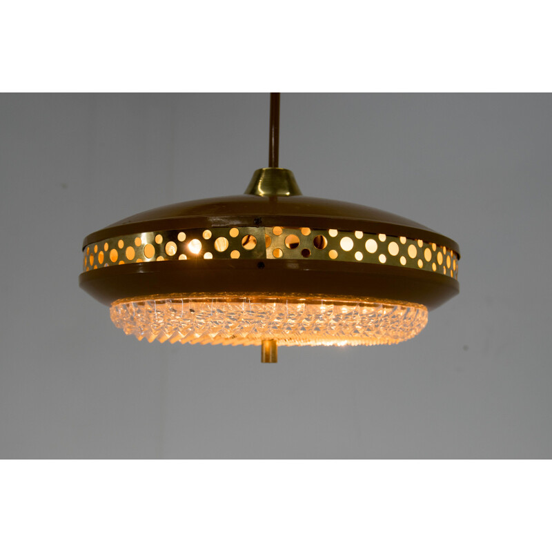 Vintage metal suspension lamp by Ludib Bratislava, Czechoslovakia 1960