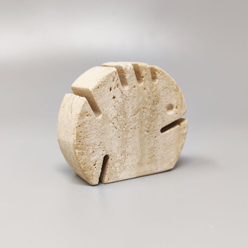 Vintage travertine piranha sculpture by Enzo Mari for F.lli Mannelli, Italy 1970s