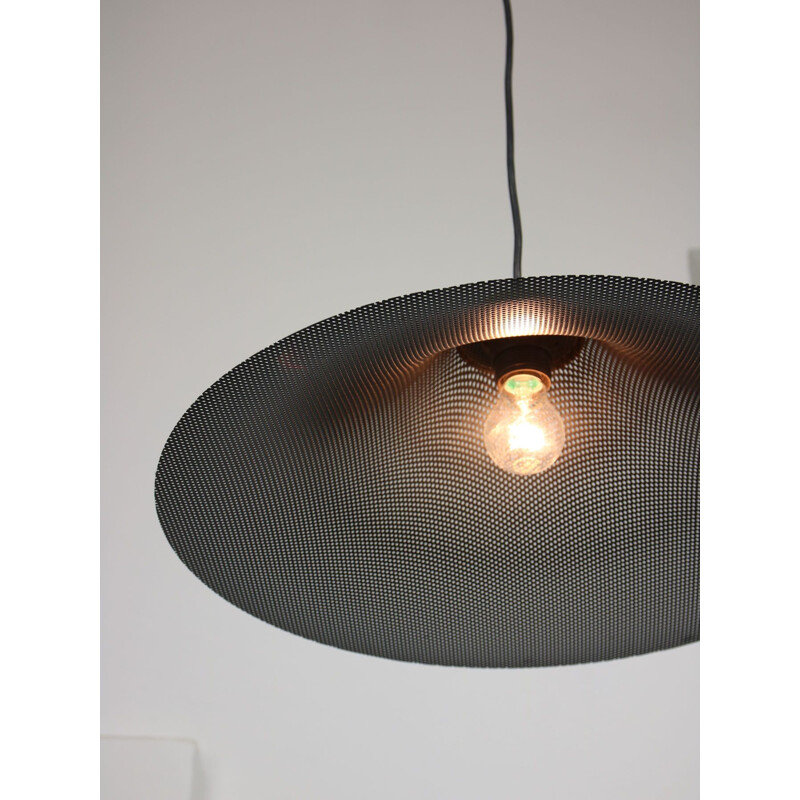 Adjustable vintage perforated trumpet pendant lamp