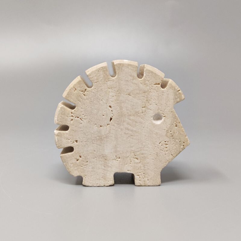 Vintage travertine Hedgehog sculpture by Enzo Mari for F.lli Mannelli, 1970s