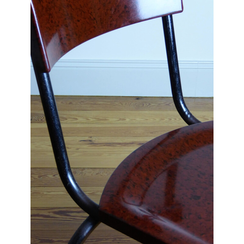 Conjunto de 4 sillas de época en metal y baquelita, René HERBST - 1940