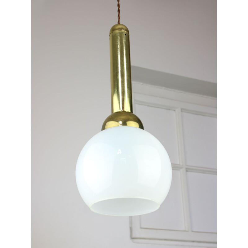Vintage gold & opaline pendant lamp