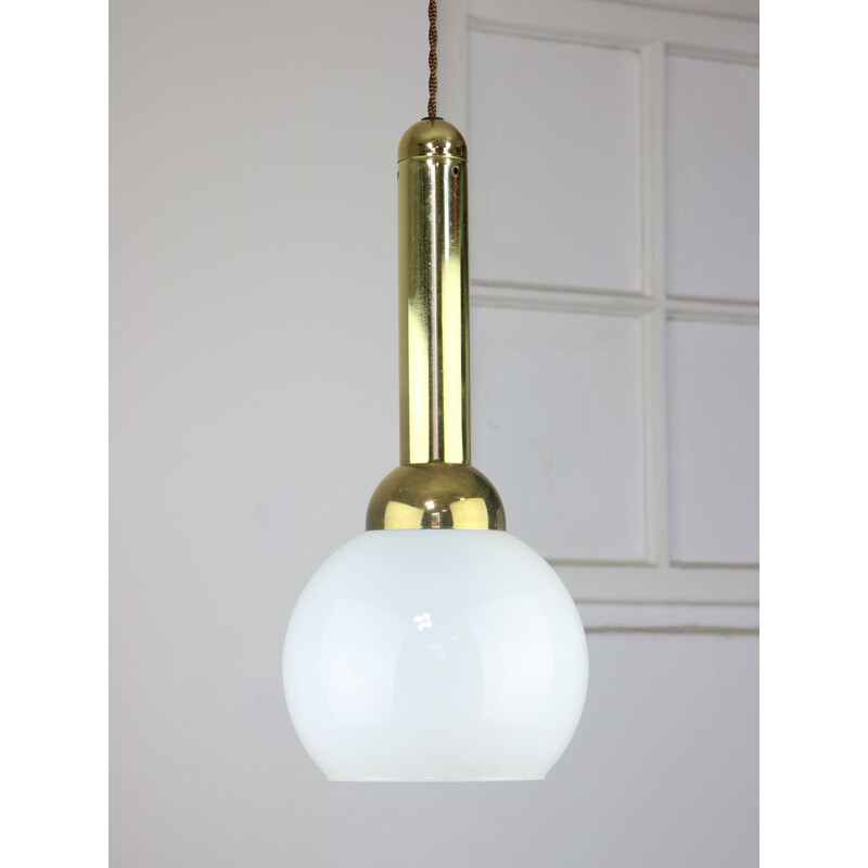 Vintage gold & opaline pendant lamp