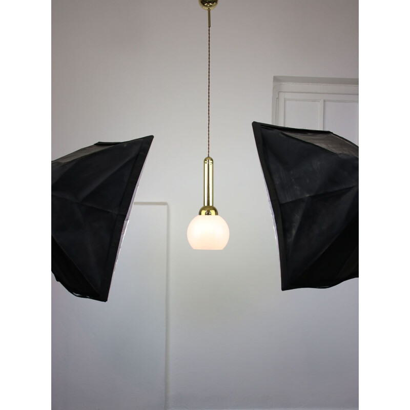 Vintage gold & opaline pendant lamp