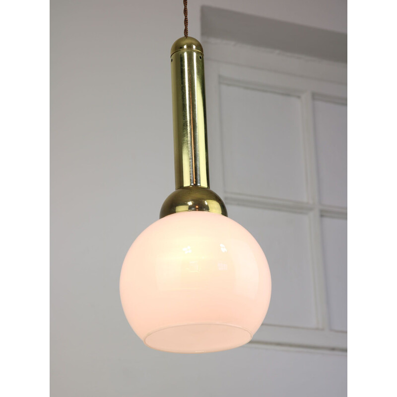 Vintage gold & opaline pendant lamp