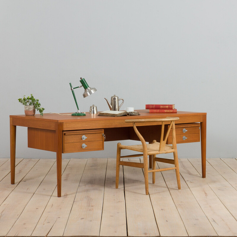 Vintage teak Diplomat desk by Finn Juhl, France 1958