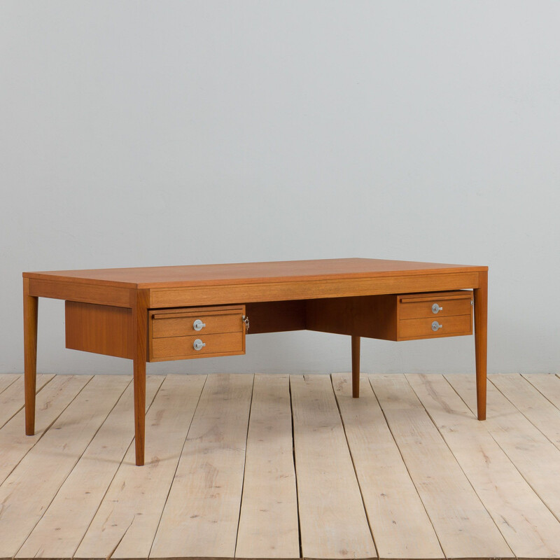 Vintage teak Diplomat desk by Finn Juhl, France 1958