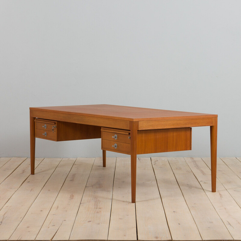 Vintage teak Diplomat desk by Finn Juhl, France 1958