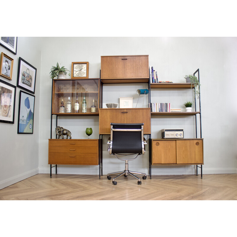 Vintage teak 7-piece shelving unit by Avalon, UK 1960s