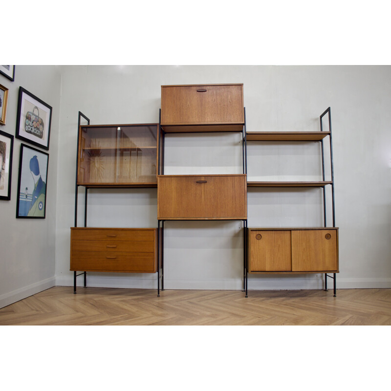 Vintage teak 7-piece shelving unit by Avalon, UK 1960s