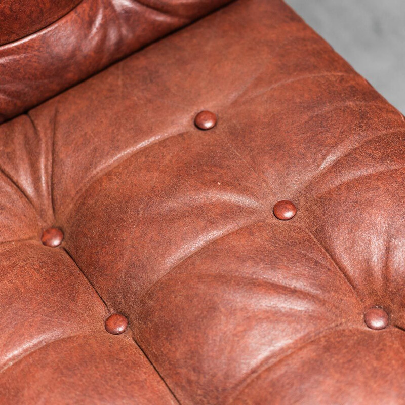 Vintage modular living room set in brown eco leather