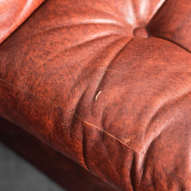 Vintage modular living room set in brown eco leather