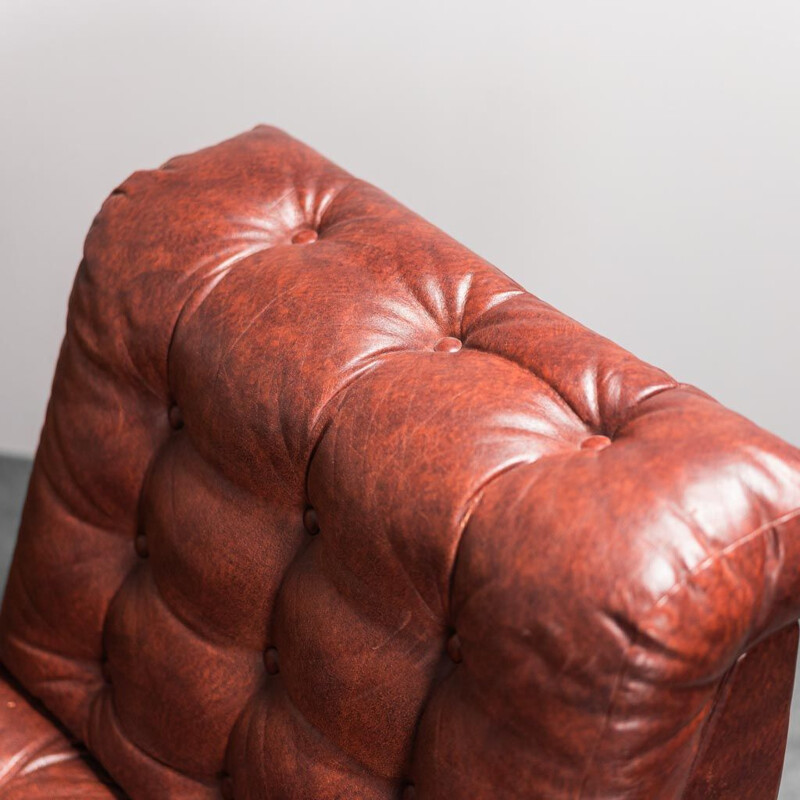 Vintage modular living room set in brown eco leather