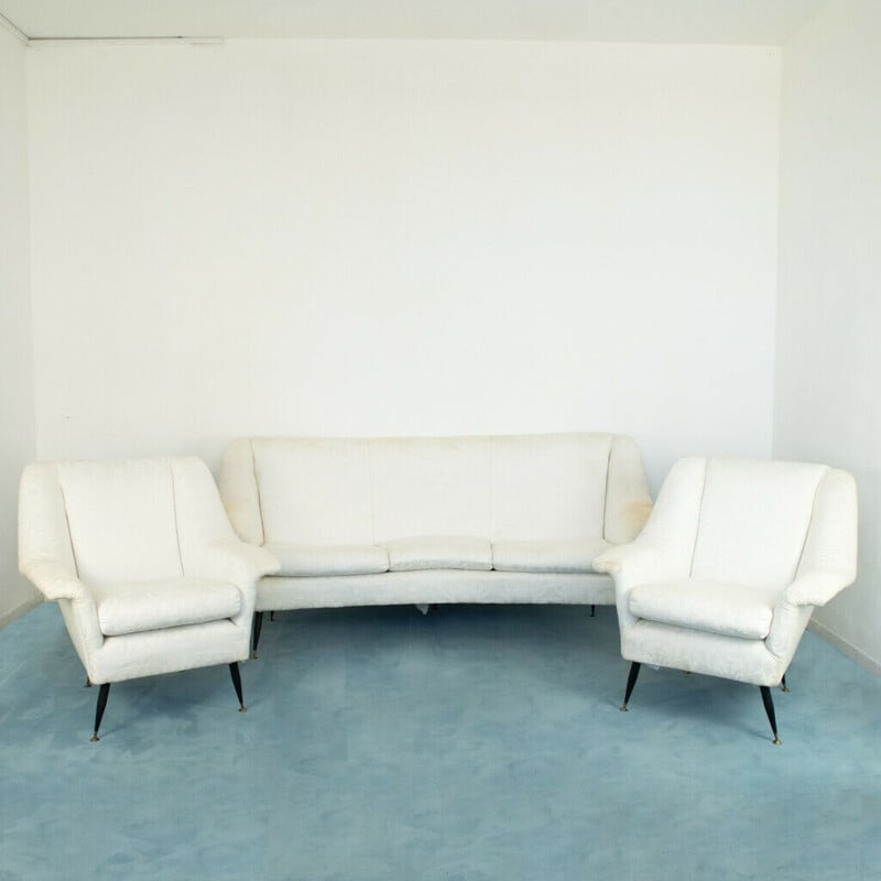 Lounge de tecido branco Vintage, Ico Parisi, 1960