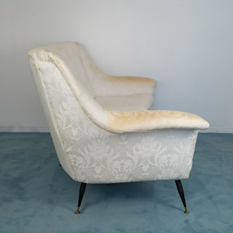 Vintage-Lounge-Set aus weißem Stoff von Ico Parisi, 1960