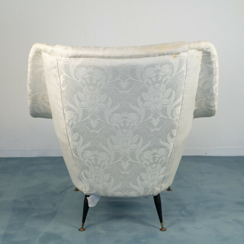 Lounge de tecido branco Vintage, Ico Parisi, 1960
