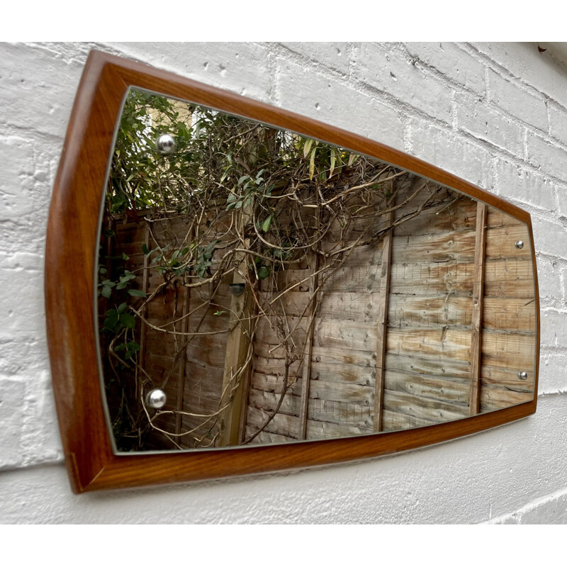 Miroir mural rectangulaire vintage en teck