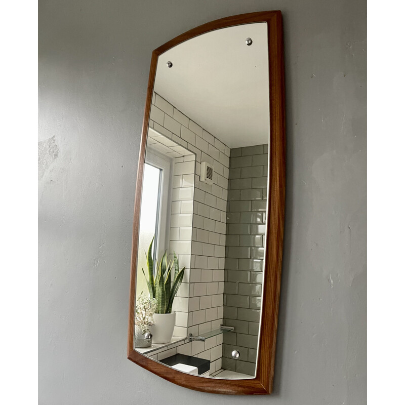 Miroir mural rectangulaire vintage en teck