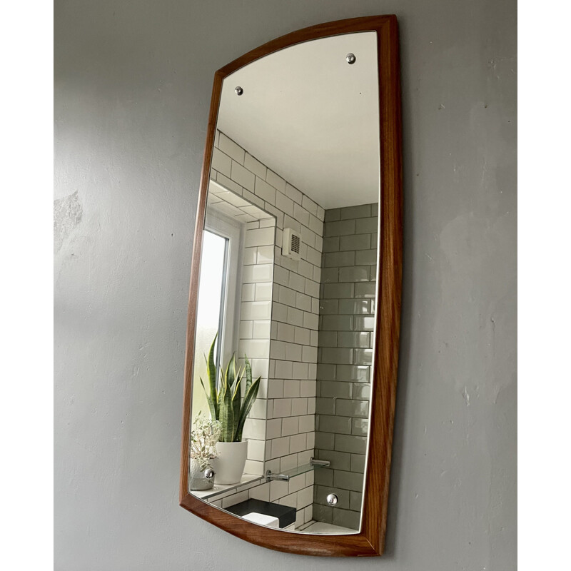 Vintage rectangular teak wall mirror