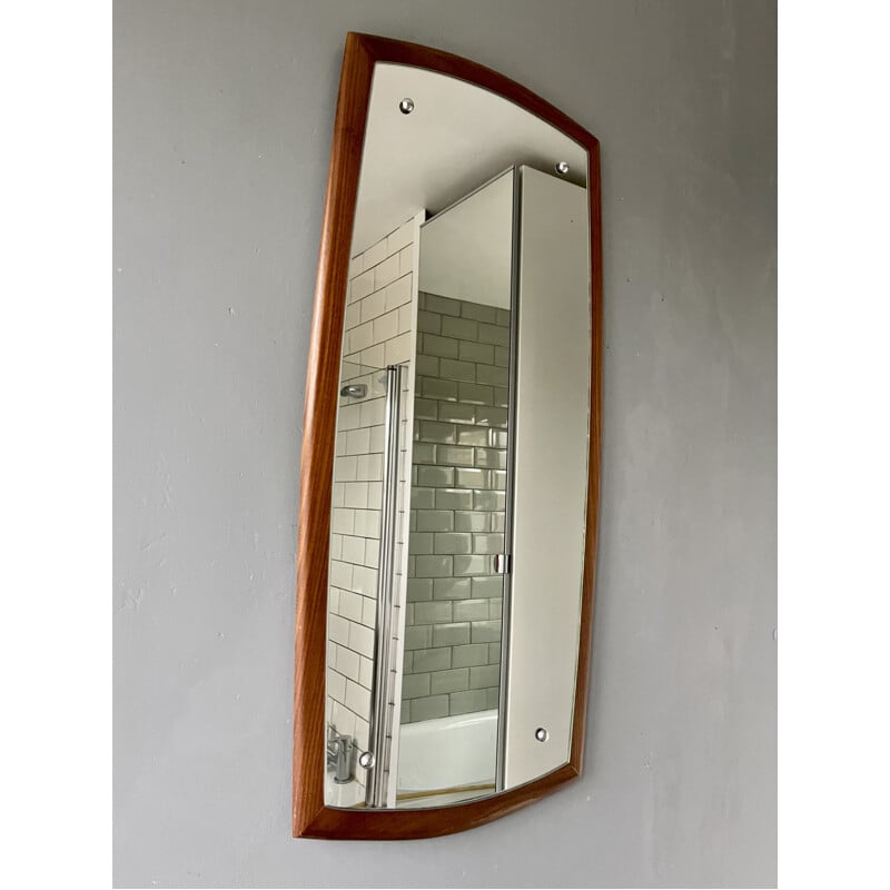 Vintage rectangular teak wall mirror