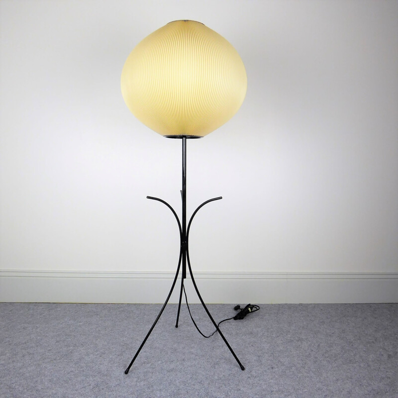 Lampadaire en Rhodoïd plissé et métal - 1950