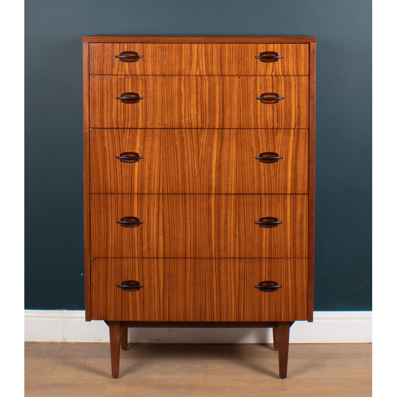 Mid century Zebrano chest of drawers by Elliots Of Newbury, 1960s 