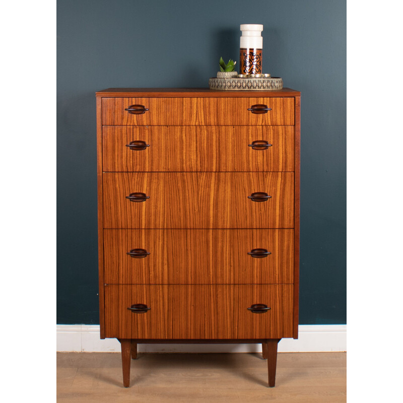 Mid century Zebrano chest of drawers by Elliots Of Newbury, 1960s 