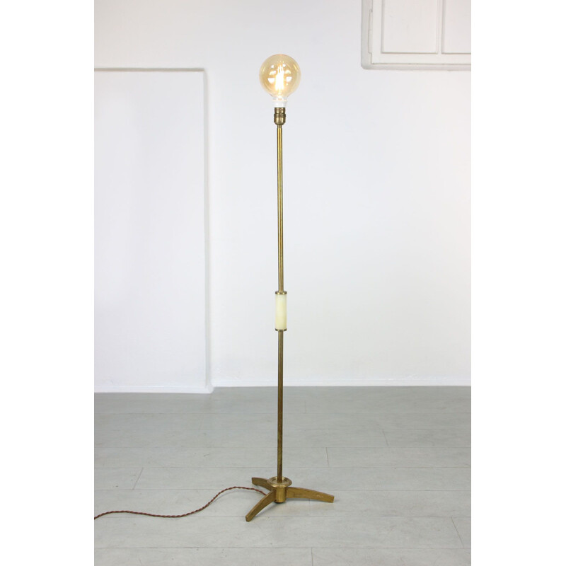 Minimal mid-century brass & marble floor lamp