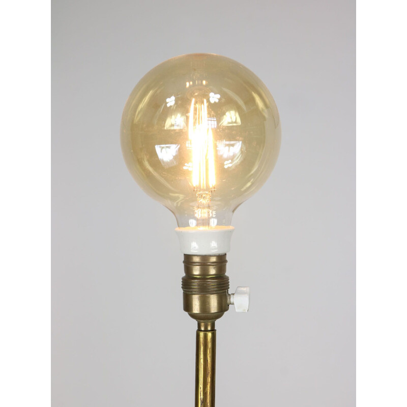 Minimalistische vintage vloerlamp in messing en marmer