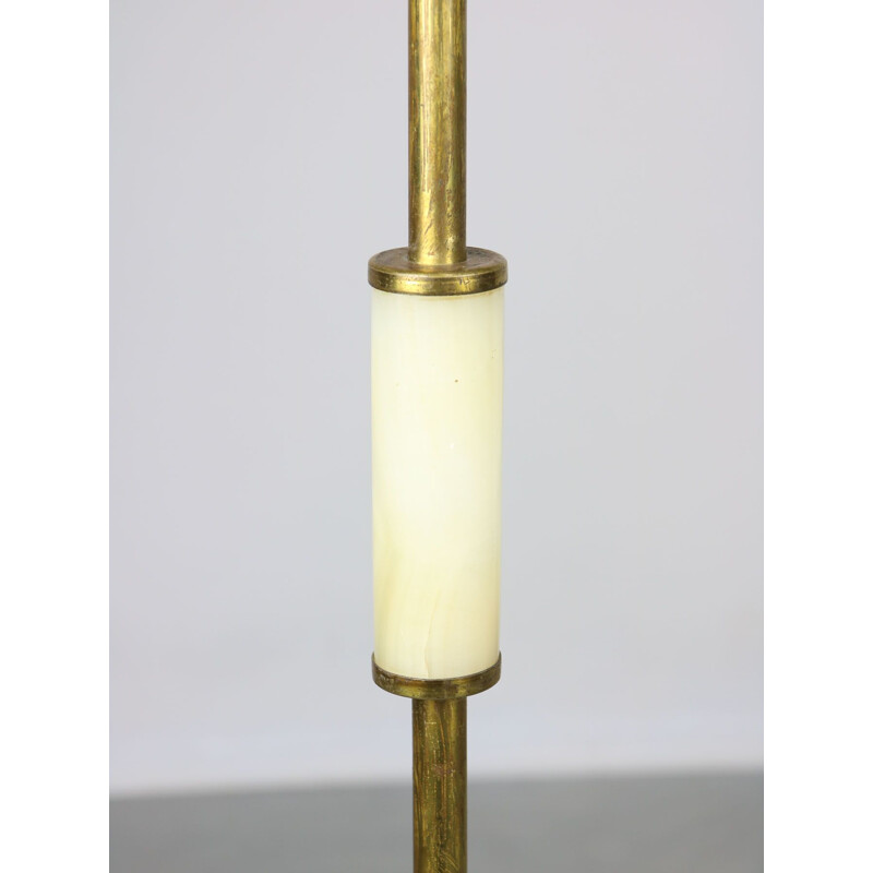 Minimal mid-century brass & marble floor lamp