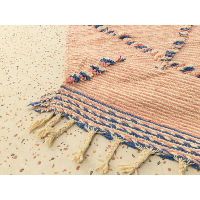Tapete de lã berbere Vintage Zanafi Rose, Marrocos