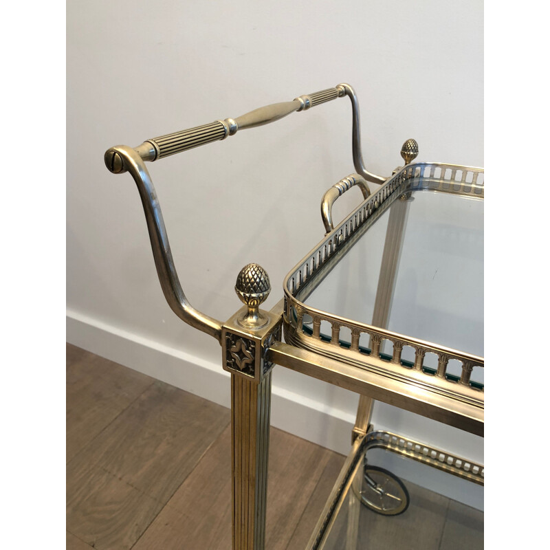 Vintage silver plated metal and brass serving table, France 1940