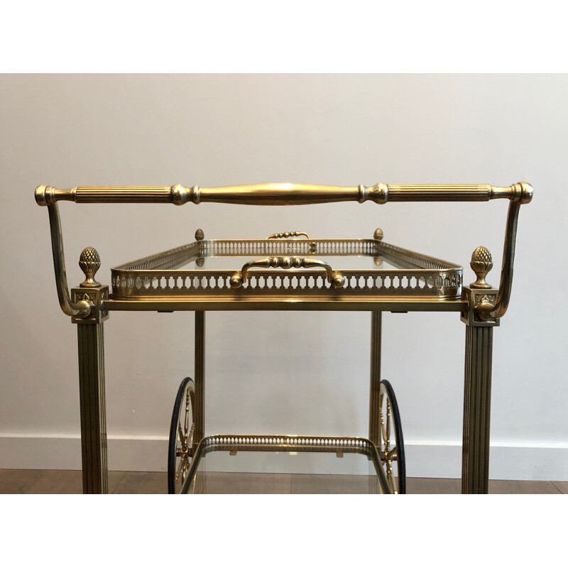 Vintage silver plated metal and brass serving table, France 1940