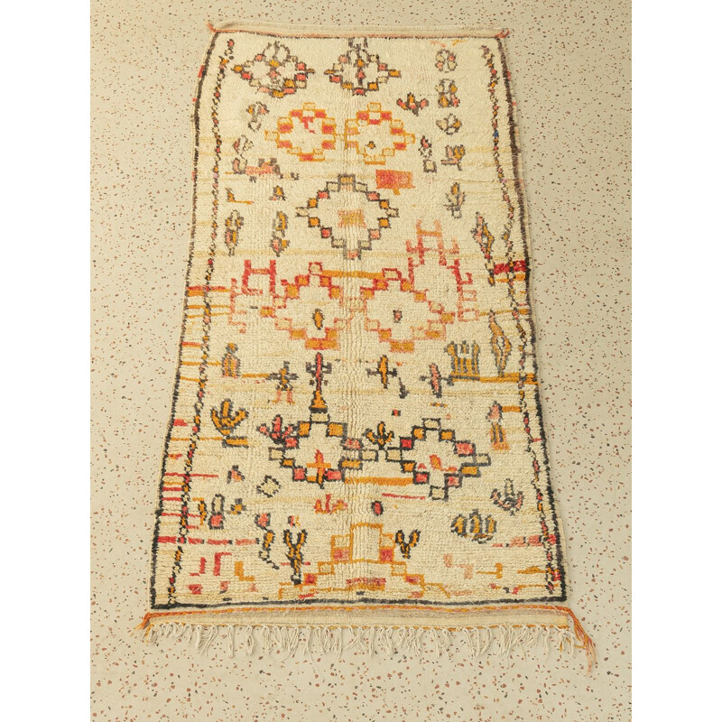 Vintage Berber Azilal wool carpet, Morocco 1980